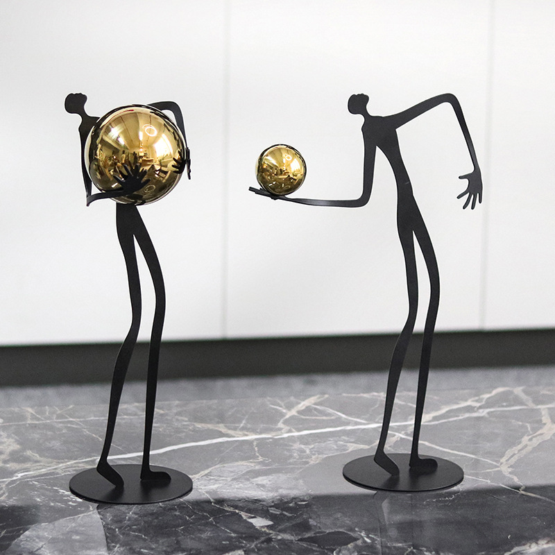 Art Craft Club - Modern Art Ball-Holding Characters Metal Ornaments