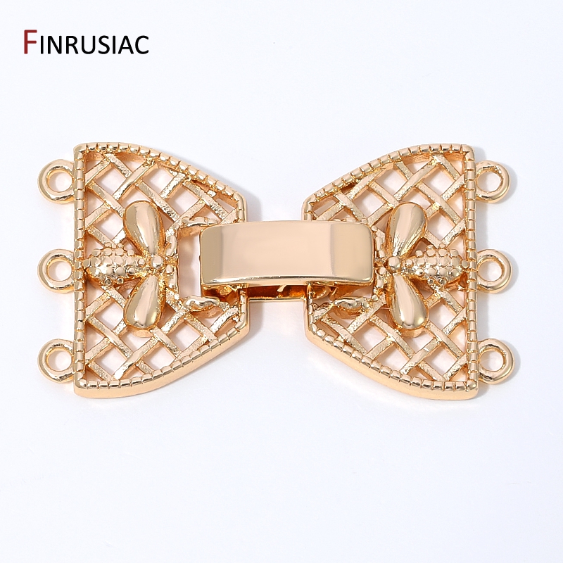 Art Craft Ideas - 14K Gold Plated Brass 3-Row Pearl