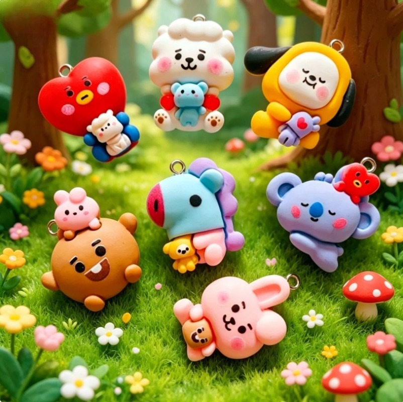 7pcs BT21 Resin Cartoon Charm  - Art Craft Ideas review and price